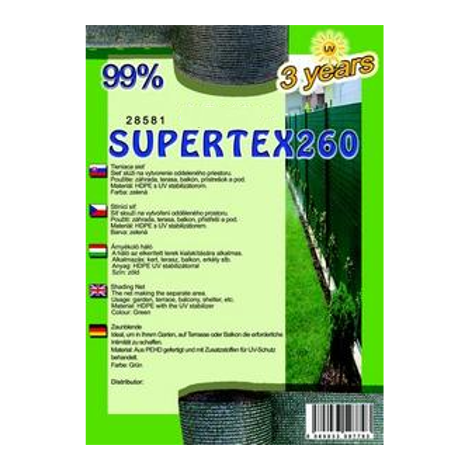Árnyékoló háló - SUPERTEX260 1,8 x 50 m 99%